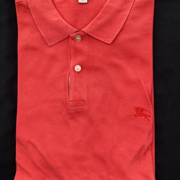 Burberry Brit Men Short Sleeve Shirt Nova Check Red Cotton Pique Polo - Picture 13 of 16